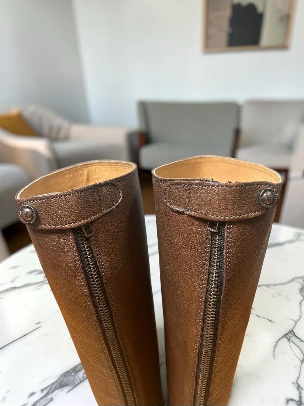 FRYE Melissa Brown Leather Button Back Zip Riding Boots Size 6